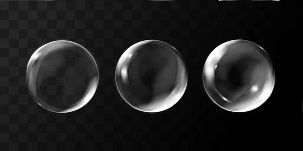 Realistické Transrealistické Průhledné Mýdlové Bubliny Odrazem Izolovaná Skladba Magická Bublina — Stockový vektor