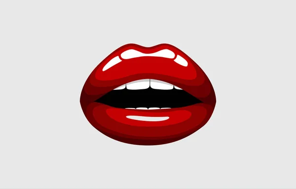 Lábios Menina Vermelha Mulher Sexy Boca Vermelha Beijo Derretido Com — Vetor de Stock