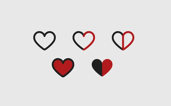 Εικόνες Σχήμα Καρδιάς Καρδιές Κόκκινο Και Μαύρο Εικονογραφία Της Αγάπης — Διανυσματικό Αρχείο