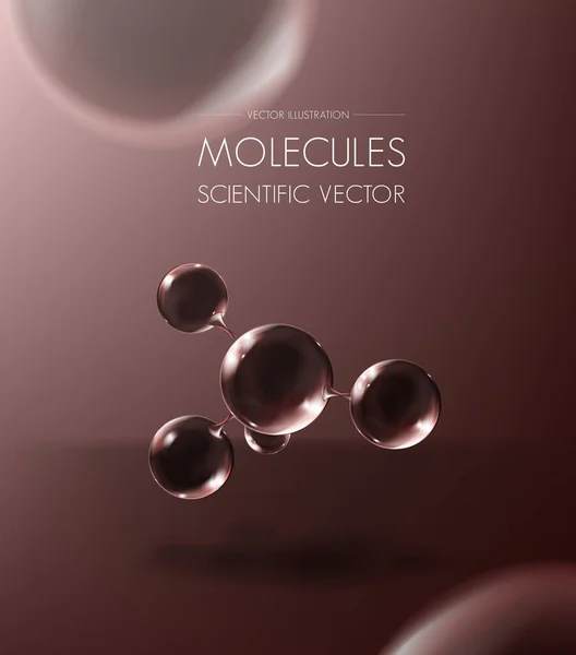 Glass Molecule Atom Model Poster Reflective Refractive Abstract Molecular Shape — Stock Vector