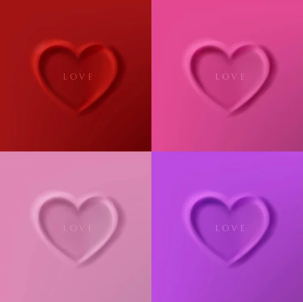 Дизайн Рамки Форме Сердца Красных Фиолетовых Розовых Мягких Красных Тонах — стоковый вектор
