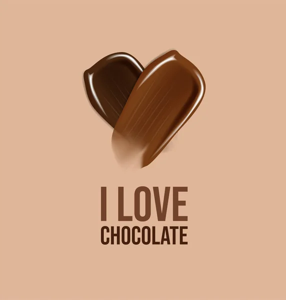 Realistic Smear Chocolate Light Background Love Chocolate Card — Stock Vector