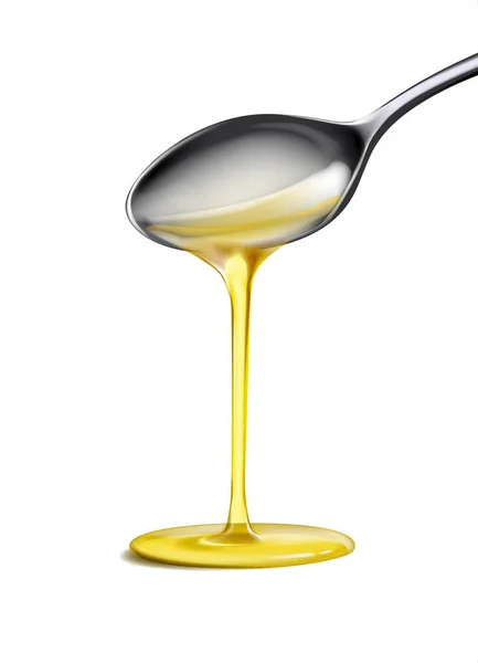 Organický Olivový Olej Nalévaný Lžíce — Stockový vektor