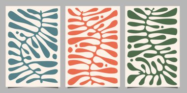 Soyut bitki yaprağı çiçekleri muhteşem sanat arkaplanı. Modern minimalist matisse karalama arkaplanı organik yapraklar, basit doğal şekiller. Duvar kağıdı, duvar dekoru, baskı, kartpostal, kapak, şablon, pankart için el çizimi tasarımı.