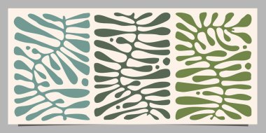 Soyut bitki yaprağı çiçekleri muhteşem sanat arkaplanı. Modern minimalist matisse karalama arkaplanı organik yapraklar, basit doğal şekiller. Duvar kağıdı, duvar dekoru, baskı, kartpostal, kapak, şablon, pankart için el çizimi tasarımı.