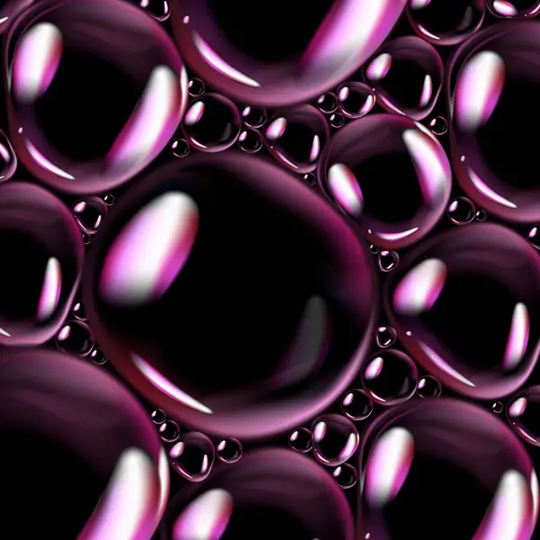 Burbujas Jabón Brillante Sobre Fondo Negro Burbujas Jabón Transparentes Con — Archivo Imágenes Vectoriales
