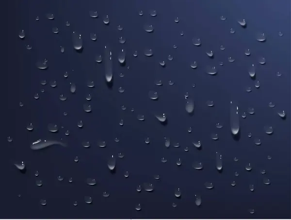 Condenswater Valt Glazen Ondergrond Regendruppels Met Lichtreflectie Donker Raamoppervlak Abstracte — Stockvector
