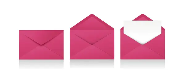 Set Realistic Pink Envelopes Different Positions Folded Unfolded Envelope Backpack — Stock Vector