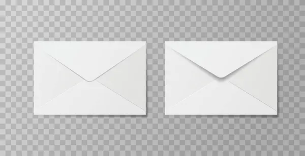 Set Realistic White Envelopes Different Positions Folded Unfolded Envelope Backpack — Stock Vector