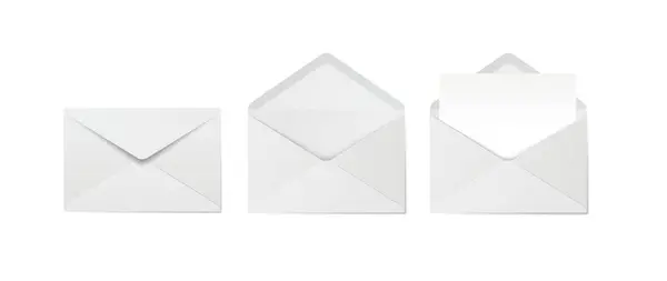 一套不同位置的现实的白色信封 折叠和展开的信封背包隔离 图库插图
