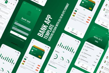 Banka uygulaması kontrol paneli. Mobil Bankacılık ve Finansal Yönetim UI Analitik ve İşlem Geçmişli Tasarım. Arayüz analitik, işlem geçmişi, ödeme seçenekleri ve hesabı içerir.