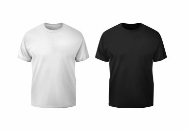 Siyah beyaz pamuklu tişört. Ön ve arka modeller..