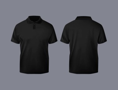 Kısa kollu siyah polo tişört. Model için tişört kolu tasarımı.