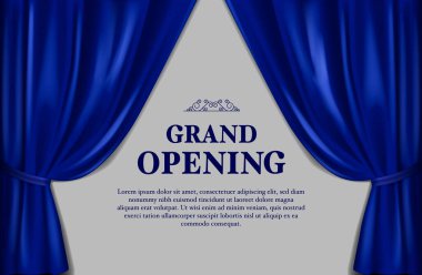 Lşıklı mavi perde. Büyük açılış duyurusu, altın cadı metni.