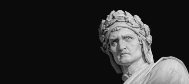 Dante Alighieri en büyük İtalyan şairi. 1865 'te Floransa Santa Croce Meydanı' na mermer heykel dikildi.)