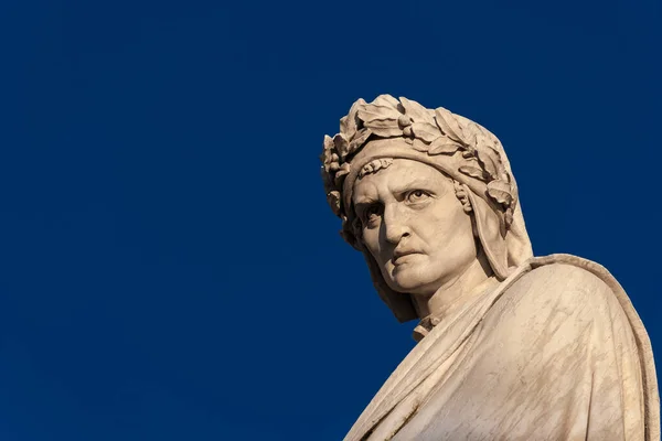 Данте Алигьери Величайший Итальянский Поэт Мраморная Статуя Установленная Флоренции Площади — стоковое фото