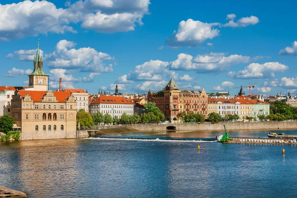 Praga Piękne Rivefront Rzece Wełtawie Mostu Karola — Zdjęcie stockowe
