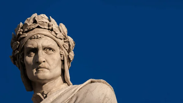 Dante Alighieri Greatest Italian Poet Marble Statue Erected Florence Historical — Stock Photo, Image