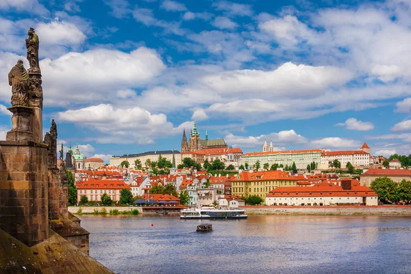 Belle Vue Sur Centre Historique Prague Avec Rivière Vltava Pont — Photo