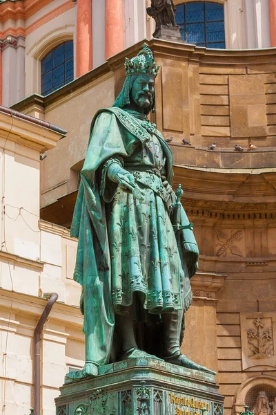 King Charles Bohemia Holy Roman Emperor Outodoor Bronze Monument Prague — Stock Photo, Image