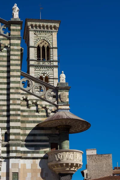 Arquitetura Medieval Renascentista Prato Catedral Santo Estêvão Com Belo Púlpito — Fotografia de Stock