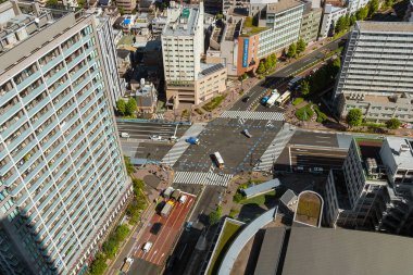 Tokyo, Japonya, 10 Ekim 2023 Tokyo 'da trafik vardı. Bunkyo Koğuşundaki Hakusan kavşağının hava görüntüsü