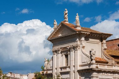 Basilica of Saint Frances of Rome beautiful renaissance and baroque facade, designed by famous italian architect Carlo Lambardi in early 17th century clipart