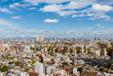 Bunkyo Ward modern siluet ve Tokyo 'nun sonsuz banliyöleri