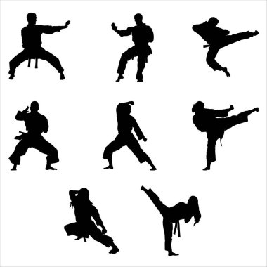 Karate Silhouettes Various Poses clipart