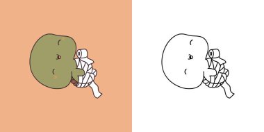 Clipart Halloween Kaplumbağa Çok Renkli ve Siyah-Beyaz. Tatlı Klip Sanatı Cadılar Bayramı Kaplumbağası. Mumya kostümü içindeki bir Kawaii Cadılar Bayramı Hayvanı 'nın Şirin Vektör İllüstrasyonu. 