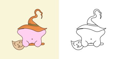 Cadılar Bayramı Denizyıldızı 'nı çok renkli ve siyah beyaz ayarla. Kawaii Klip Sanatı Cadılar Bayramı yumuşakçaları. Cadılar Bayramı 'nın Şirin Vektör İllüstrasyonu Kawaii Cadı Kostümü İçinde Deniz Hayvanı. 