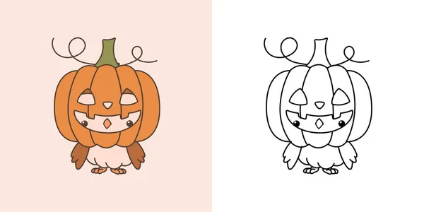 Clipart Dessin Animé Halloween Owl Pour Coloriage Illustration Joyeux Clip — Image vectorielle