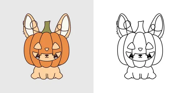 Cute Halloween Rabbit Illustration Coloring Page Cartoon Clip Art Halloween — Stock Vector