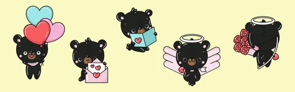 Kolekcja Sztuki Wektorowego Niedźwiedzia Zestaw Odizolowanych Ilustracji Kliparty Niedźwiedzia Cute — Wektor stockowy