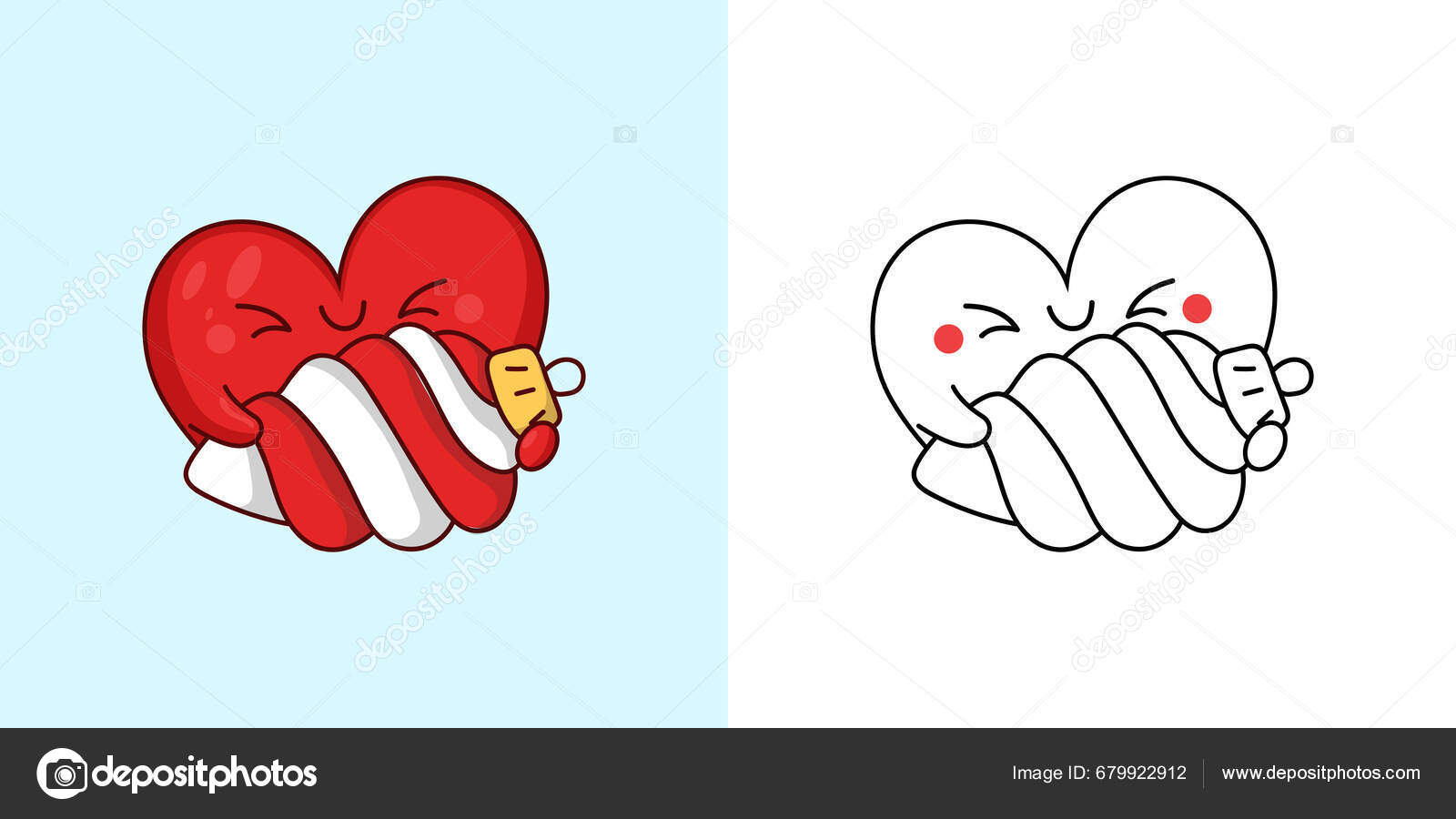 Sød Jul Hjerte Clipart Illustration Sort Hvid Funny Clip Art Stock ...