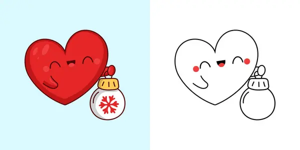 Sød Jul Hjerte Clipart Illustration Sort Hvid Funny Clip Art Stock ...