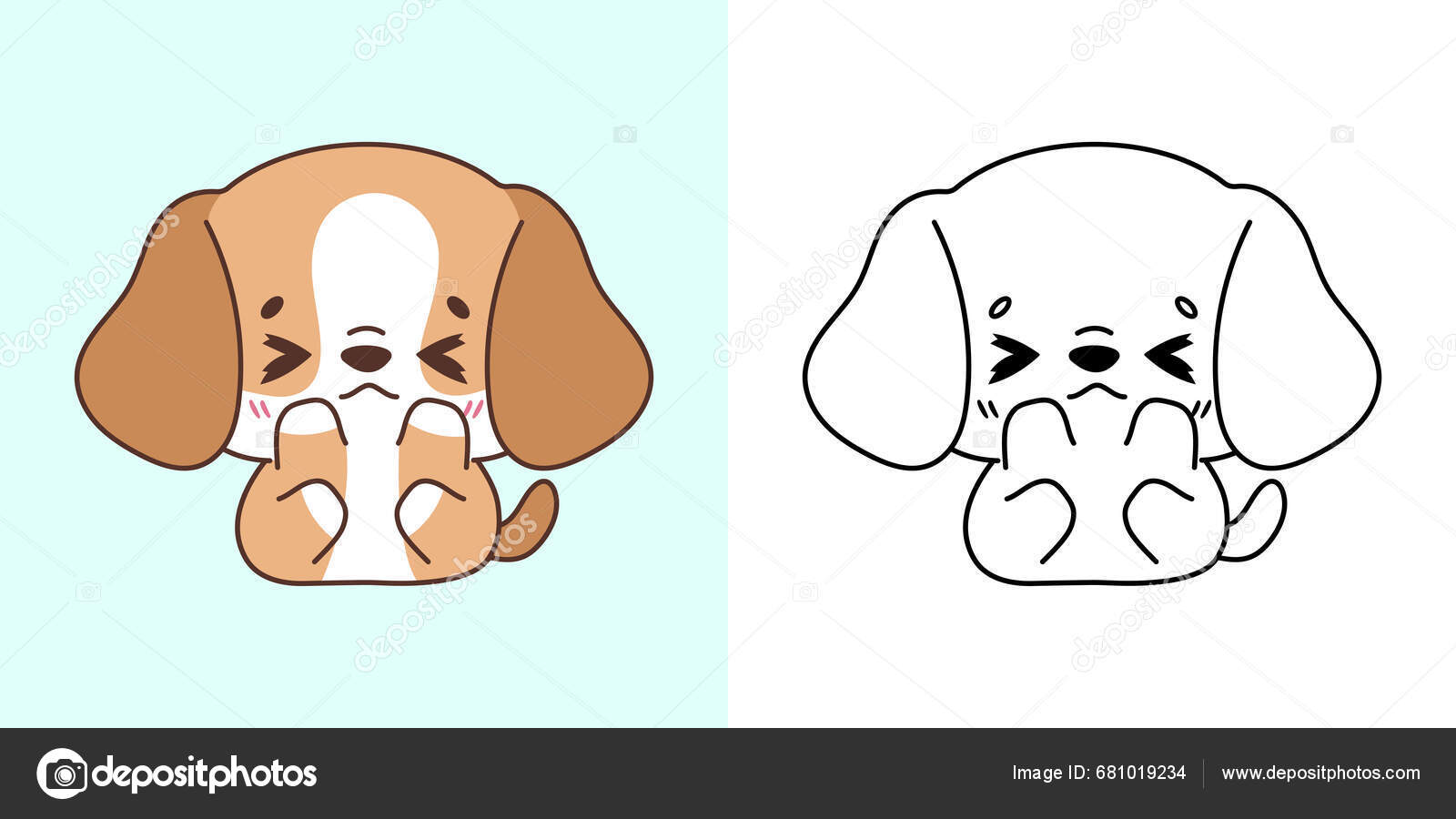 Kawaii Beagle Dog Clipart Multicolorido Preto Branco Cão Kawaii Bonito  Vetor de ©ArtVarStudio 681019234, image size:1600x900