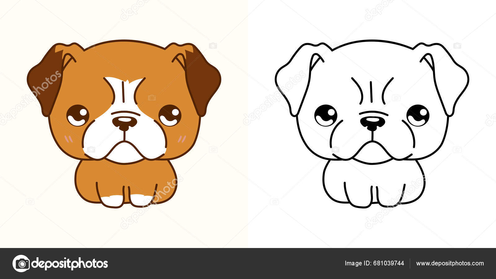 Clipart Isolatedboxer Puppy Multicolored Black White Cute Cartoon Puppy  Cute Stock Vector by ©ArtVarStudio 681039744, image size:1600x900