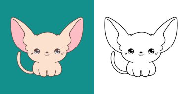 Şirin Tecrit Edilmiş Sphynx Kedi İllüzyonu ve Boyama Sayfası. Çizgi film Clip Art Baby Kitty. Etiketler, Bebek Duşu, Renkli Sayfalar İçin Bir Kawaii Bebek Hayvanı İzole Edilişi. 