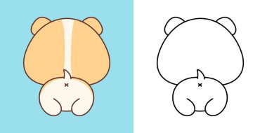 Clipart, Hamster 'ı çok renkli ve siyah-beyaz olarak izole etti. Sevimli Çizgi Film Bebek Evcil Hayvanı. Giysiler, Çıkartmalar, Bebek Duşu için Bir Kawaii Hayvanının Şirin Vektör İllüstrasyonu. 