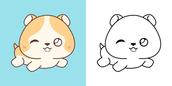 Kawaii Baby Hamster Clipart 귀여운 카와이 스티커 인쇄에 카와이 동물의 — 스톡 벡터