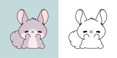 Chinchilla Çok Renkli ve Siyah-Beyaz 'a tırman. Şirin Klip Sanatı Kemirgeni. Etiketler, Bebek Duşu, Renkli Sayfalar İçin Kawaii Bebek Hayvanı İllüstrasyonu. 