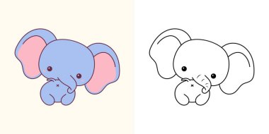 Renk Sayfası ve İllüstrasyon için Şirin Bebek Fil Clipart. Mutlu Clip Sanatı Hayvanı. Etiketler, Bebek Duşu, Renkli Sayfalar İçin Kawaii Bebek Hayvanı İllüstrasyonunuz kutlu olsun.. 