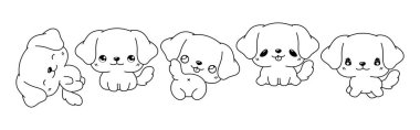Vektör Karikatür Yavru Köpek Rengi Sayfası. Kawaii Koleksiyonu İzole Edilmiş Labrador Labrador Toplayıcı Köpeği Etiketler, Bebek Duşu, Boyama Kitabı, Giysiler için Parmak izleri. 