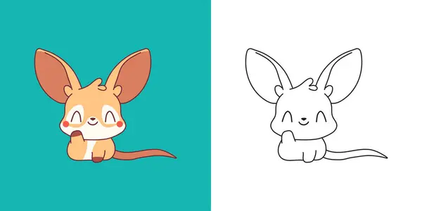 Kawaii Baby Canguru Para Colorir Página Ilustração Adorável Clip Art Ilustrações De Bancos De Imagens Sem Royalties
