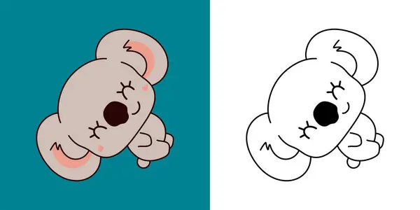 Clipart Koala Vícebarevné Černobílé Roztomilé Zvíře Klipu Roztomilé Vektorové Ilustrace Stock Ilustrace