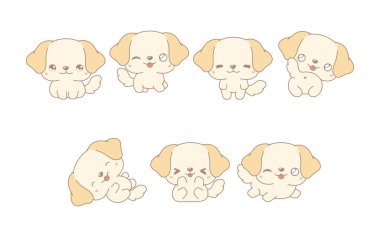 Vektör Karikatür Labrador Köpeği Sanat Koleksiyonu. Giysiler, Çıkartmalar, Bebek Duşu, Renkli Sayfalar İçin İzole Edilmiş Köpek Resimleri. 