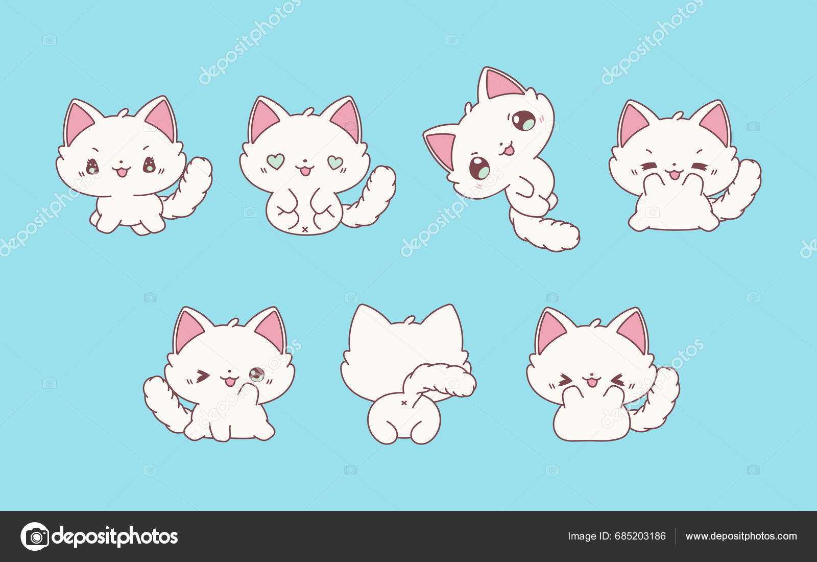 Pegatinas Con Gatos Divertidos Para Su Diseño Ilustraciones svg