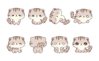 İzole edilmiş İskoç kedisi seti. Yapıştırmalar, Bebek Duşu, Renkli Sayfalar, Giysiler için Parmak izleri için Vector Bebek Resimleri Koleksiyonu. 