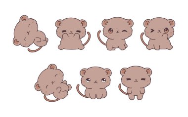 Vektör Karikatür Bebek Gerbil Sanatı Koleksiyonu. Giysiler, Çıkartmalar, Bebek Duşu, Renkli Sayfalar İçin İzole Bebek Evcil Hayvan İllüstrasyonları. 